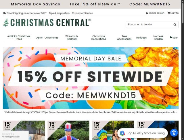 Christmas Central checkout page showing Christmas Central coupon code box | Screenshot taken by SimplyCodes community member on May 22, 2025