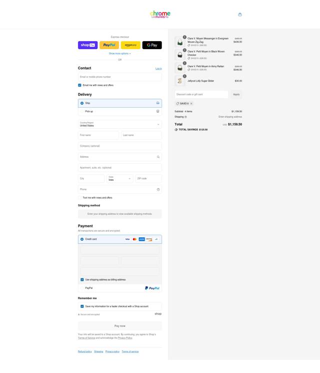 CHROME checkout page showing CHROME discount code box | Screenshot taken by SimplyCodes community member on Aug 4, 2025