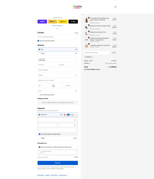 CHROME checkout page showing CHROME discount code box | Screenshot taken by SimplyCodes community member on Aug 30, 2025