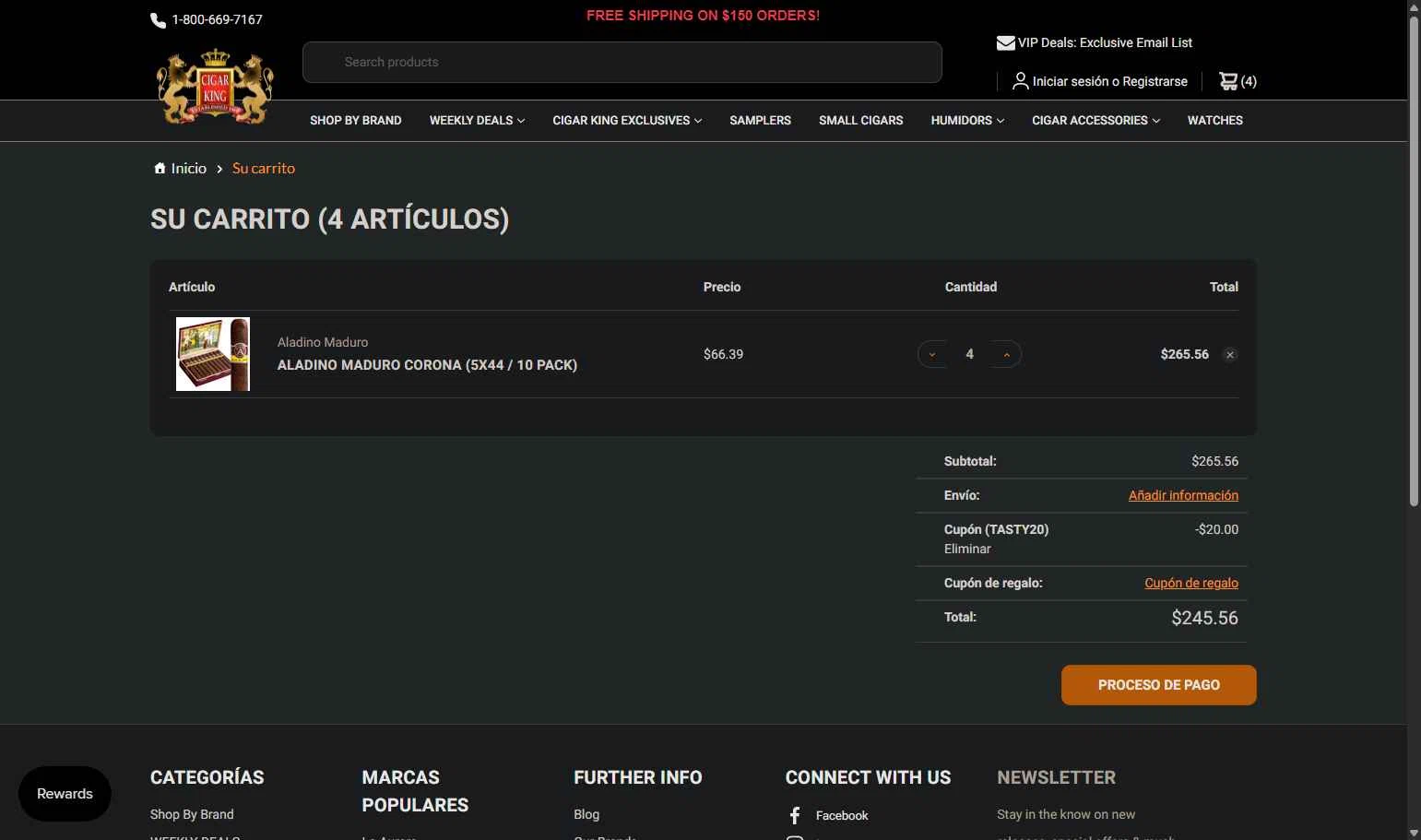 Cigar King checkout page showing Cigar King discount code box | Screenshot taken by SimplyCodes community member on Jan 28, 2026