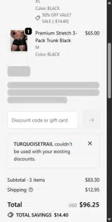 turquoisetrail coupon verification screenshot
