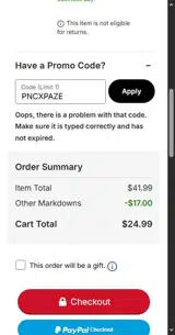 PNCXPAZE coupon verification screenshot
