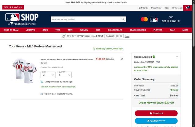 Cincinnati Reds checkout page showing Cincinnati Reds promo code box | Screenshot taken by SimplyCodes community member on Oct 3, 2025