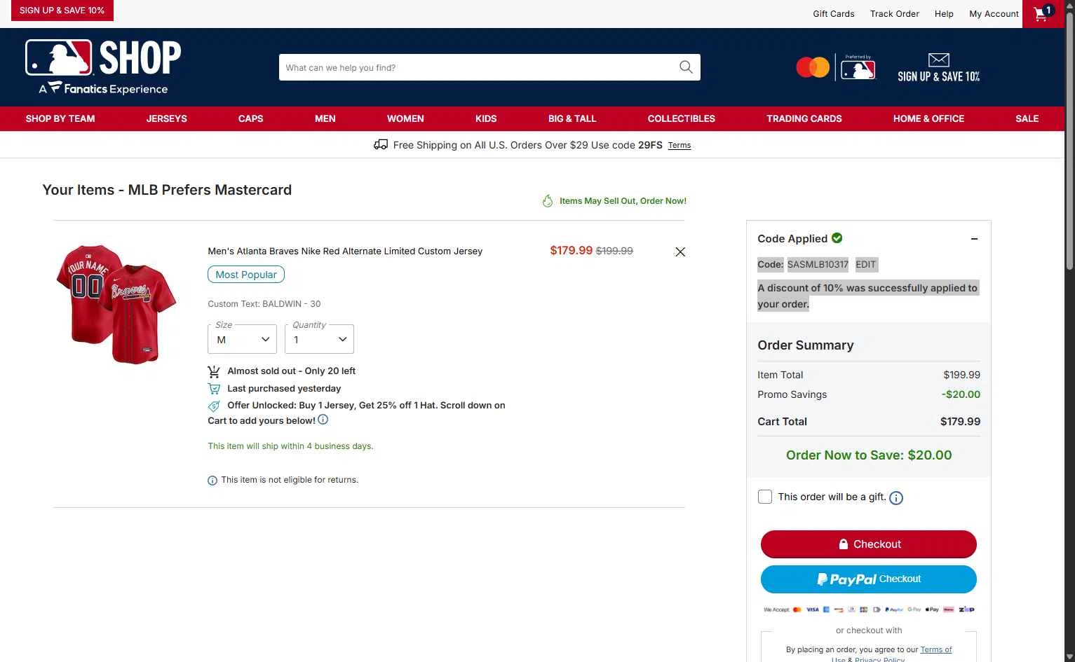 Cincinnati Reds checkout page showing Cincinnati Reds promo code box | Screenshot taken by SimplyCodes community member on Jan 11, 2026