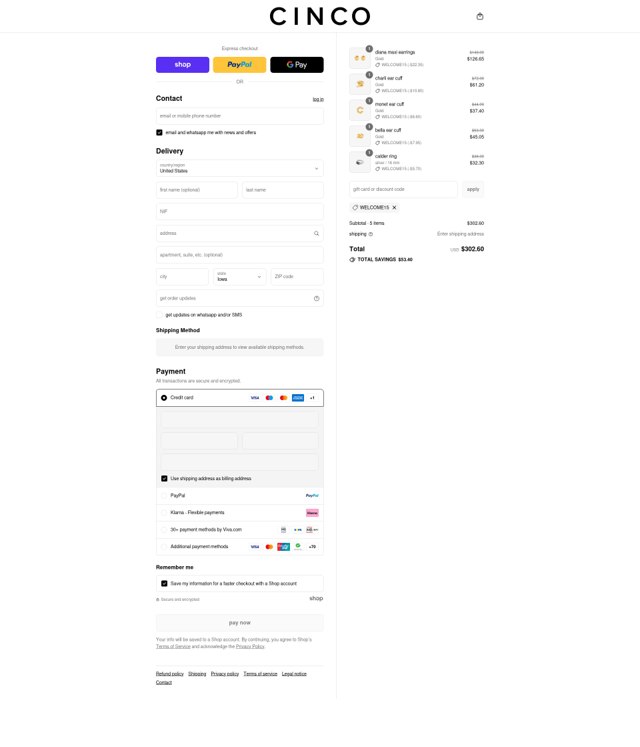 Cinco checkout page showing Cinco promo code box | Screenshot taken by SimplyCodes community member on Sep 1, 2025