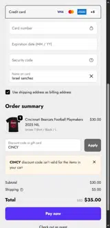 CINCY coupon verification screenshot
