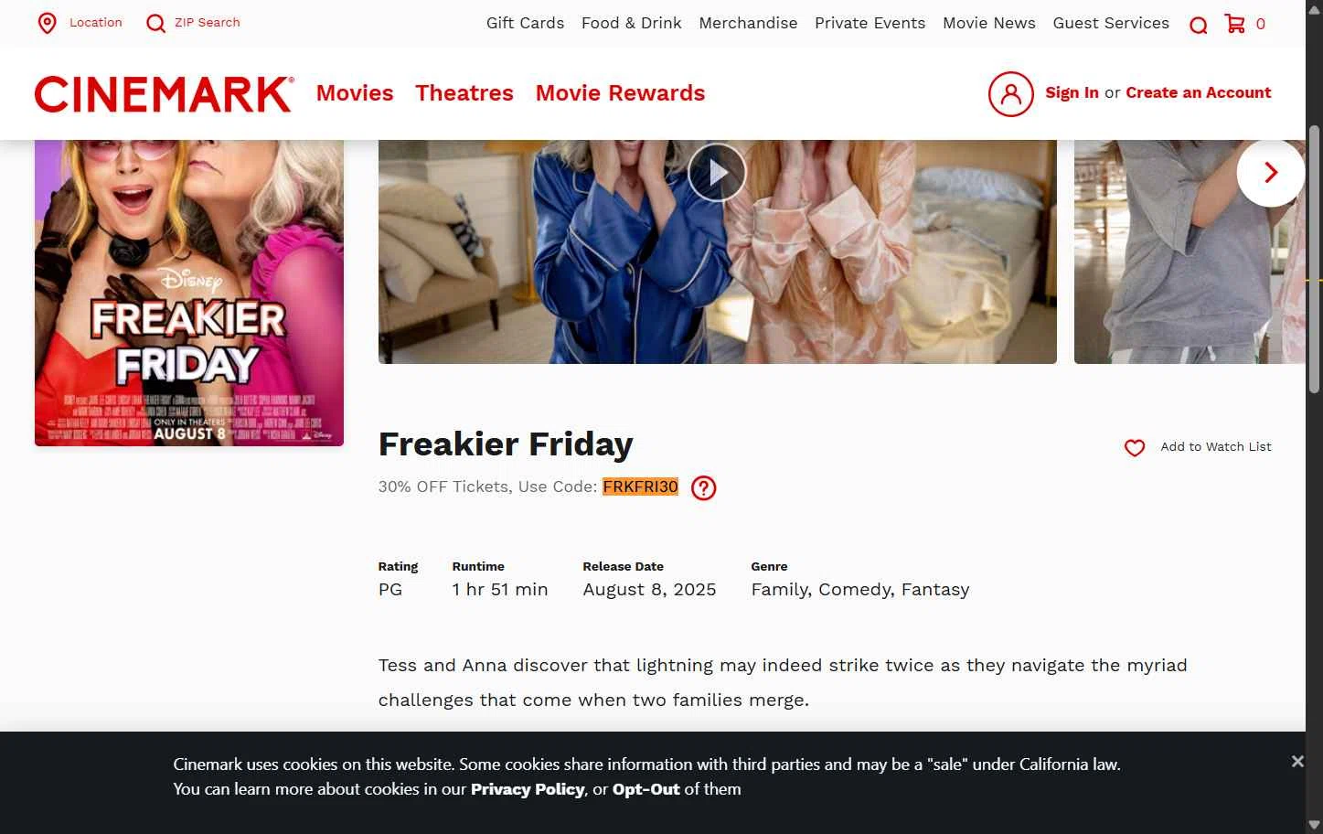 Cinemark Theatres checkout page showing Cinemark Theatres promo code box | Screenshot taken by SimplyCodes community member on Sep 18, 2025