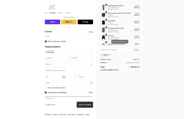 Cinq à Sept checkout page showing Cinq à Sept promo code box | Screenshot taken by SimplyCodes community member on Sep 14, 2025