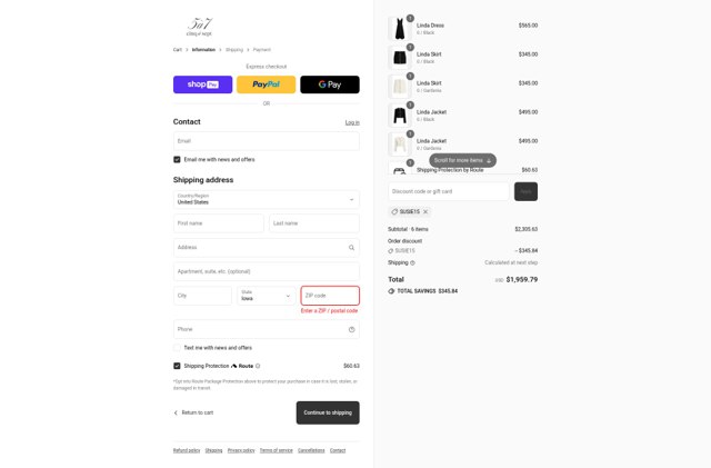 Cinq à Sept checkout page showing Cinq à Sept promo code box | Screenshot taken by SimplyCodes community member on Aug 24, 2025