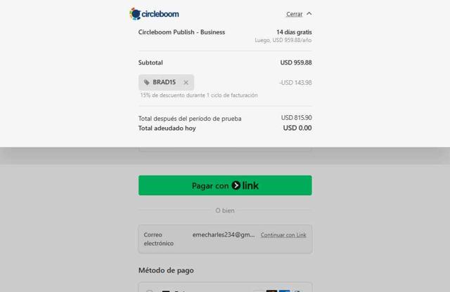 Circleboom checkout page showing Circleboom promo code box | Screenshot taken by SimplyCodes community member on Jul 17, 2025