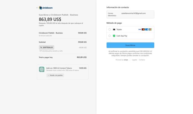 Circleboom checkout page showing Circleboom promo code box | Screenshot taken by SimplyCodes community member on Jul 16, 2025