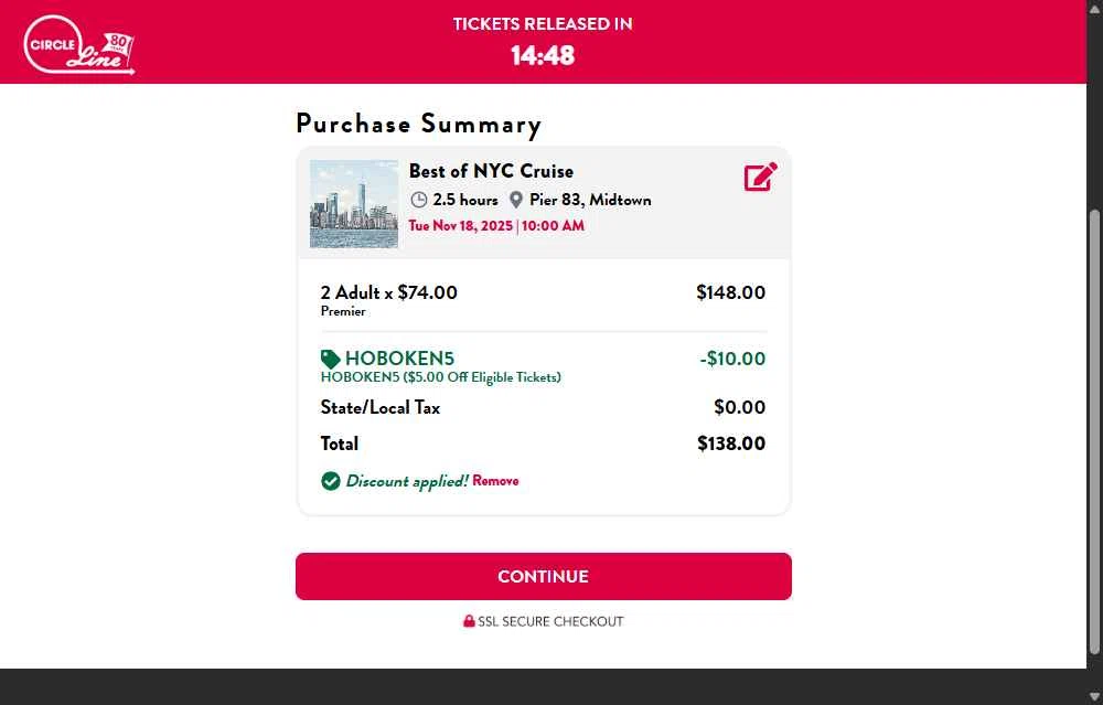 Circle-Line checkout page showing Circle-Line promo code box | Screenshot taken by SimplyCodes community member on Nov 18, 2025