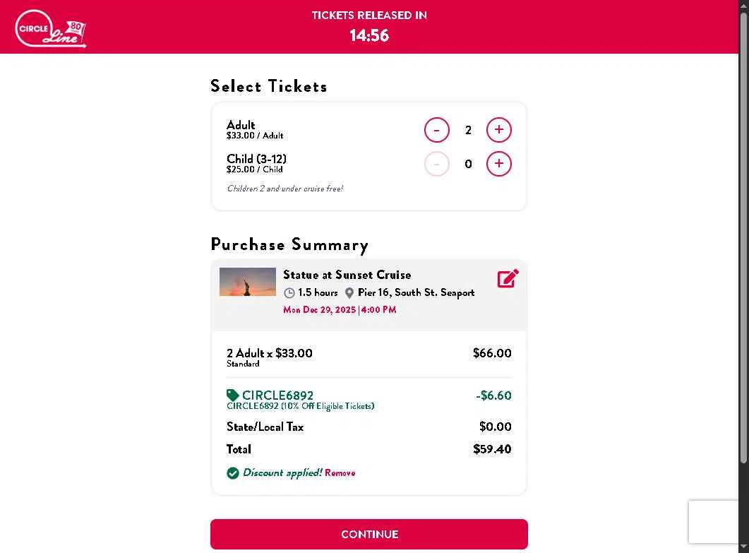 Circle-Line checkout page showing Circle-Line promo code box | Screenshot taken by SimplyCodes community member on Dec 29, 2025