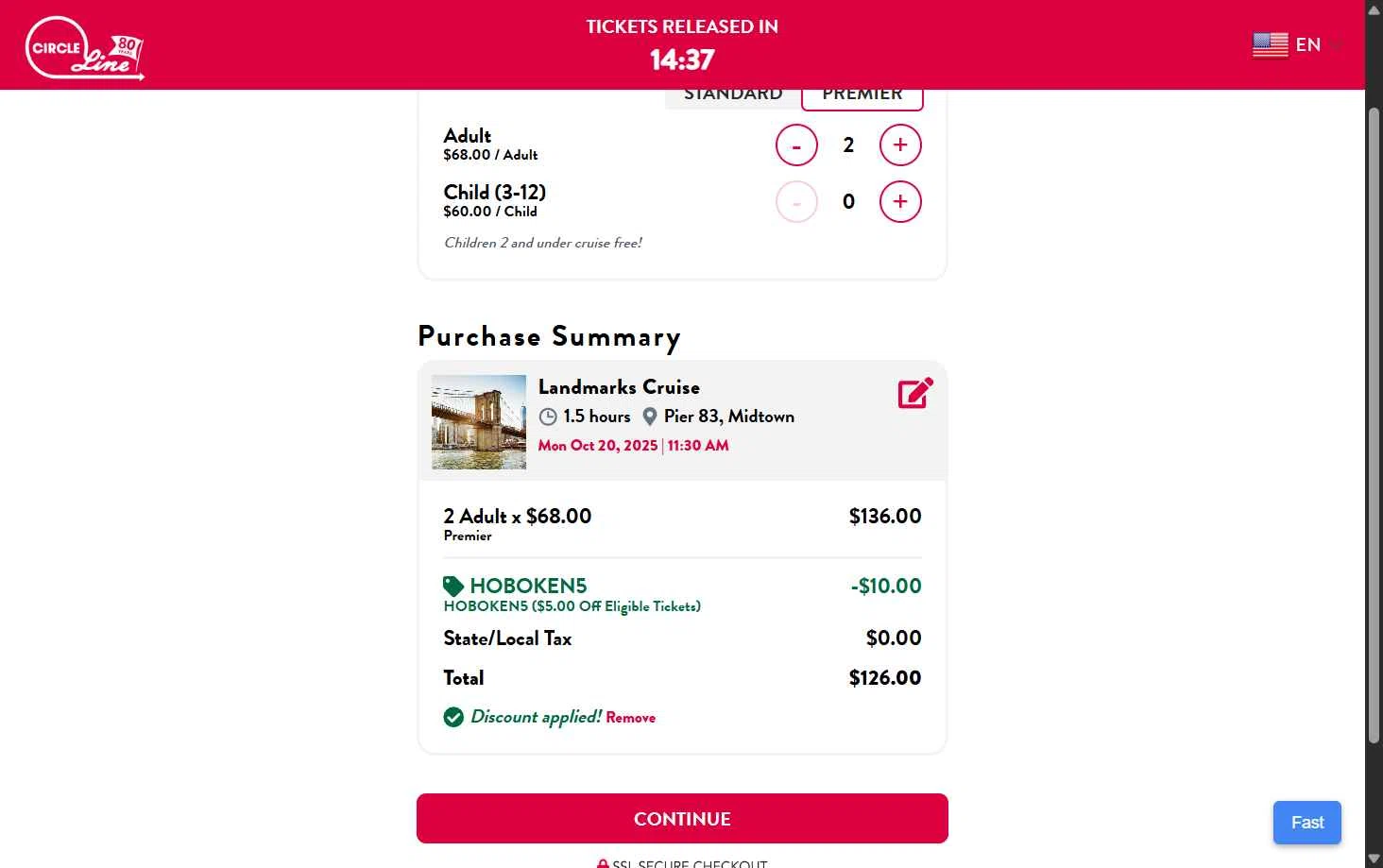 Circle-Line checkout page showing Circle-Line promo code box | Screenshot taken by SimplyCodes community member on Oct 20, 2025