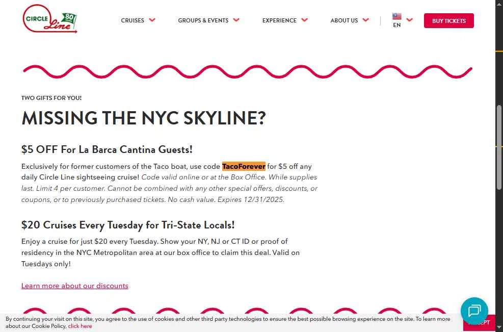 Circle-Line checkout page showing Circle-Line promo code box | Screenshot taken by SimplyCodes community member on Nov 3, 2025