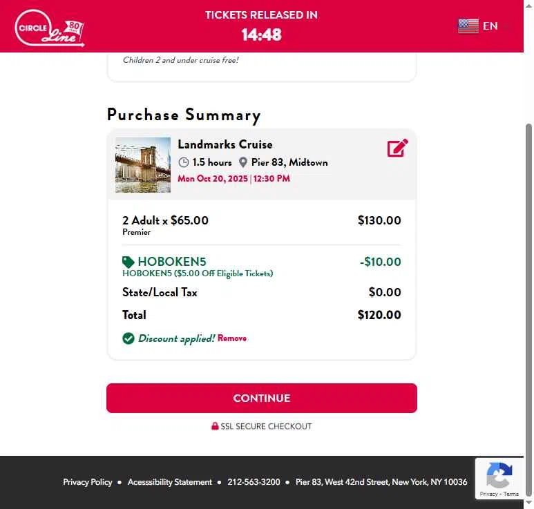 Circle-Line checkout page showing Circle-Line promo code box | Screenshot taken by SimplyCodes community member on Oct 20, 2025