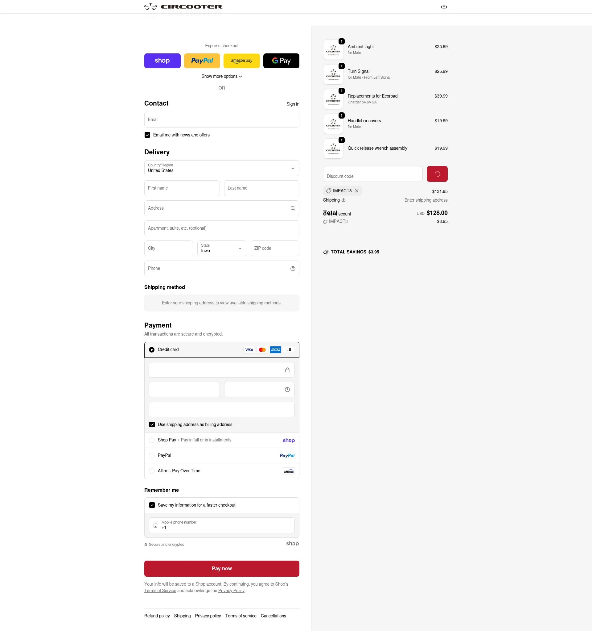 Circooter checkout page showing Circooter discount code box | Screenshot taken by SimplyCodes community member on Jan 27, 2026