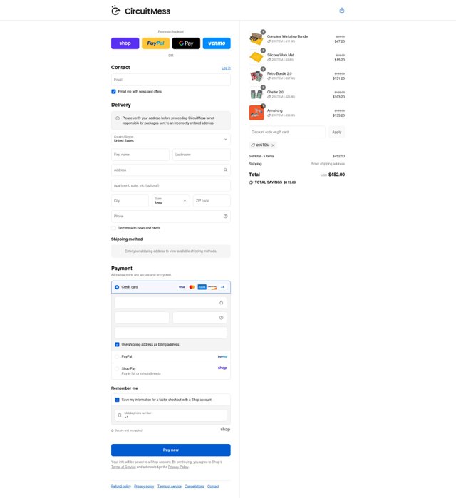 CircuitMess checkout page showing CircuitMess discount code box | Screenshot taken by SimplyCodes community member on Sep 3, 2025