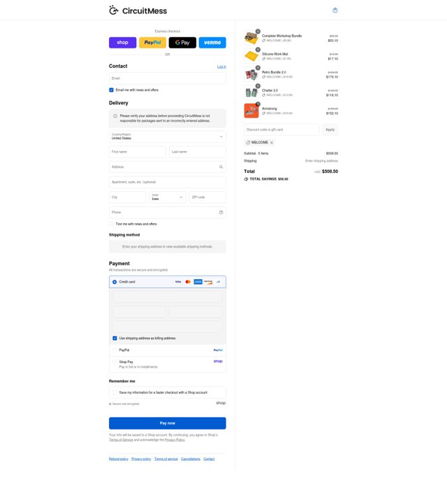 CircuitMess checkout page showing CircuitMess discount code box | Screenshot taken by SimplyCodes community member on Sep 3, 2025