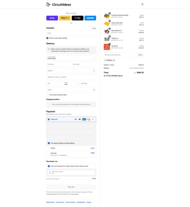 CircuitMess checkout page showing CircuitMess discount code box | Screenshot taken by SimplyCodes community member on Aug 30, 2025