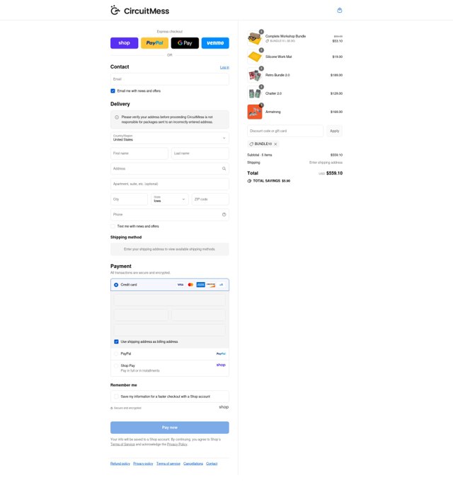 CircuitMess checkout page showing CircuitMess discount code box | Screenshot taken by SimplyCodes community member on Sep 3, 2025