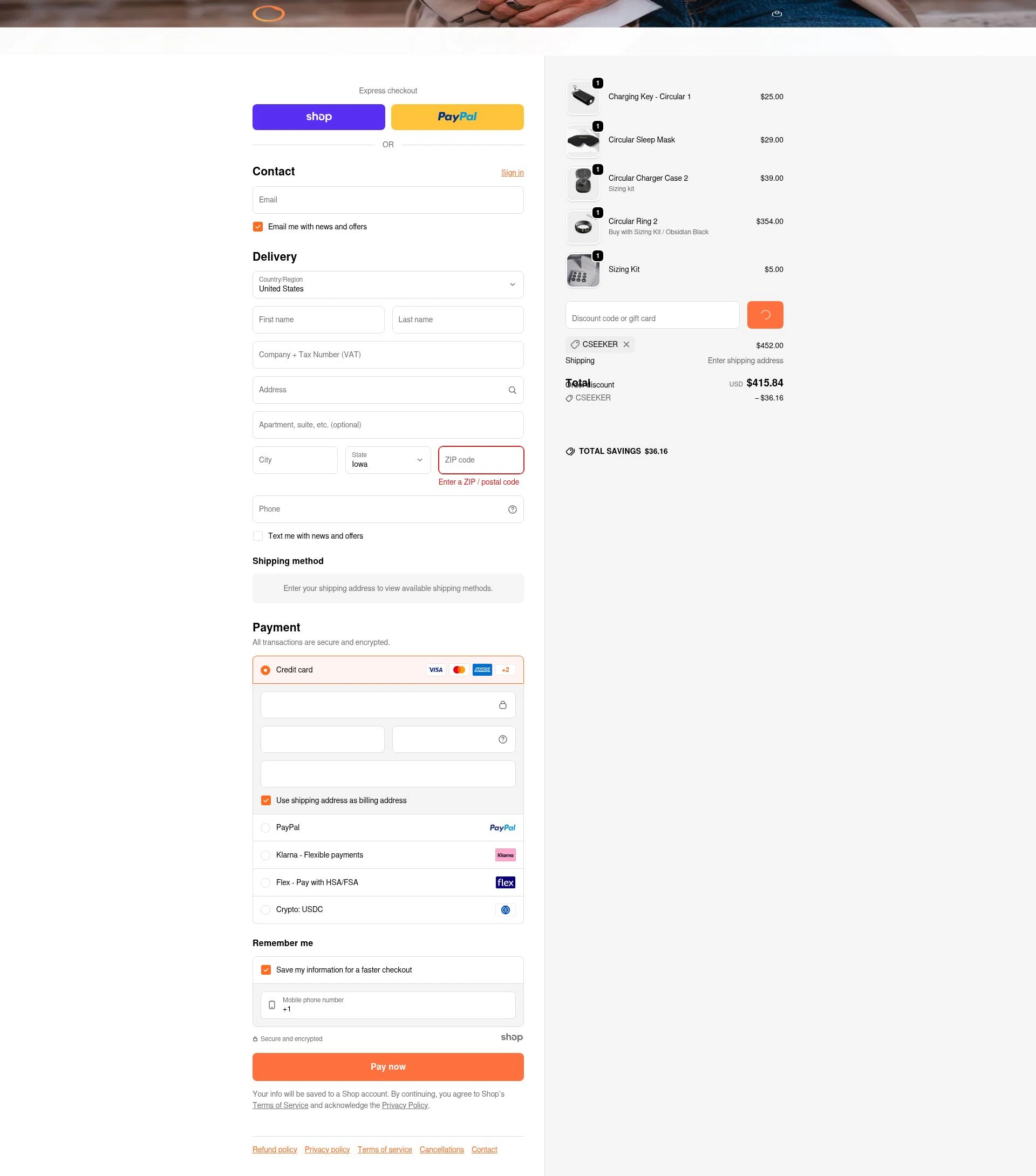 Circular checkout page showing Circular discount code box | Screenshot taken by SimplyCodes community member on Jan 2, 2026