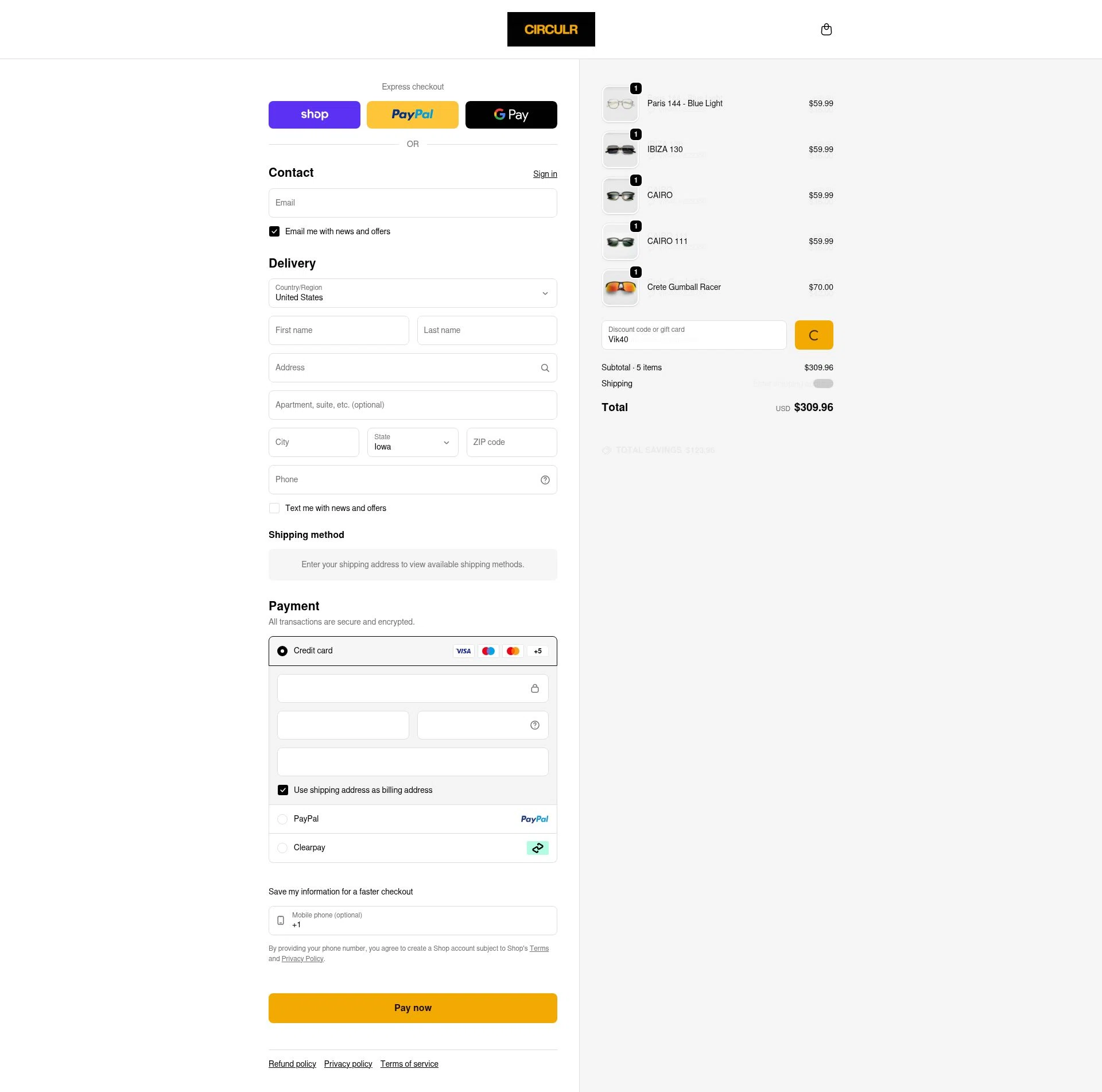 Circulr checkout page showing Circulr discount code box | Screenshot taken by SimplyCodes community member on Feb 13, 2026