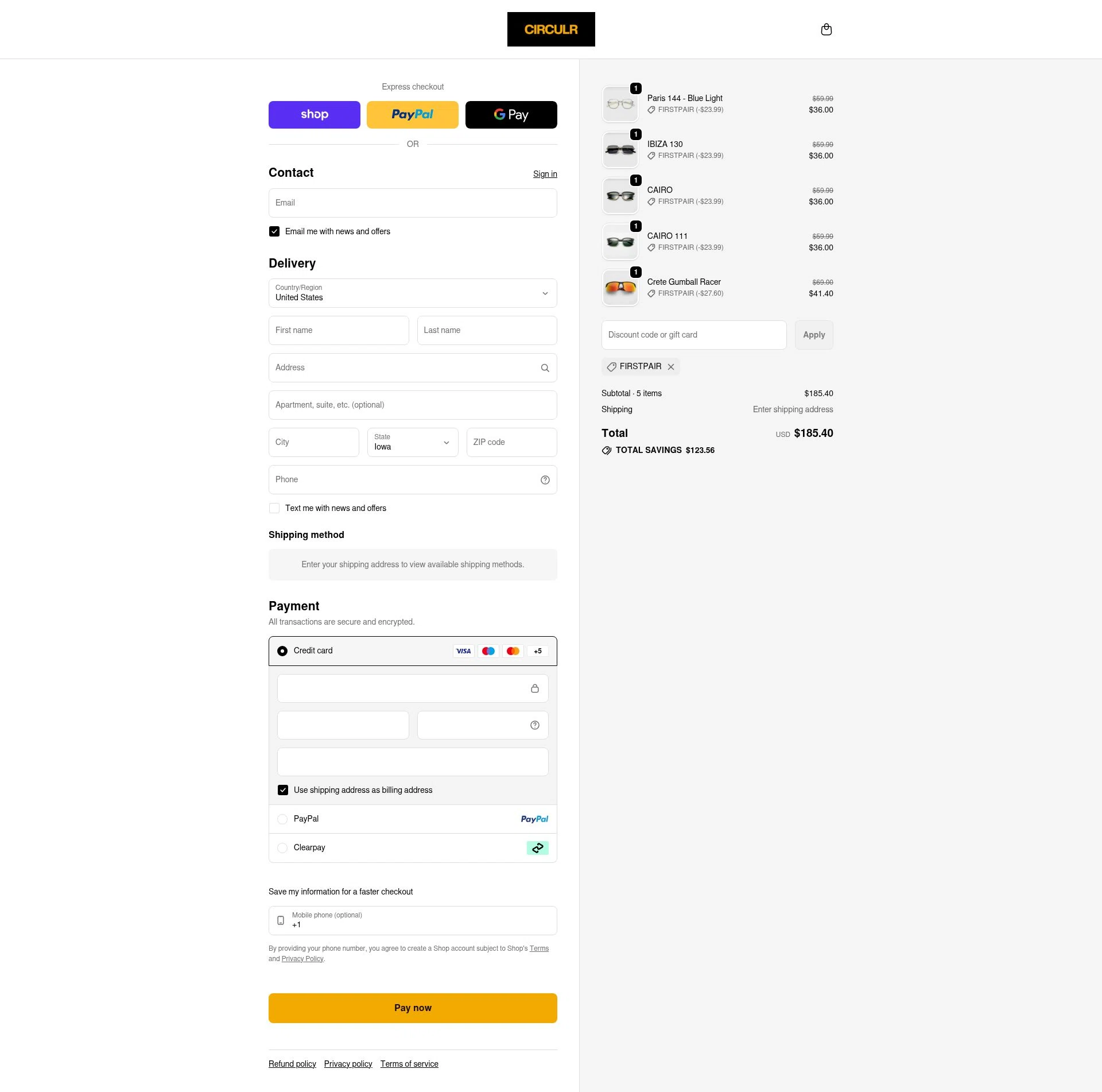 Circulr checkout page showing Circulr discount code box | Screenshot taken by SimplyCodes community member on Feb 22, 2026