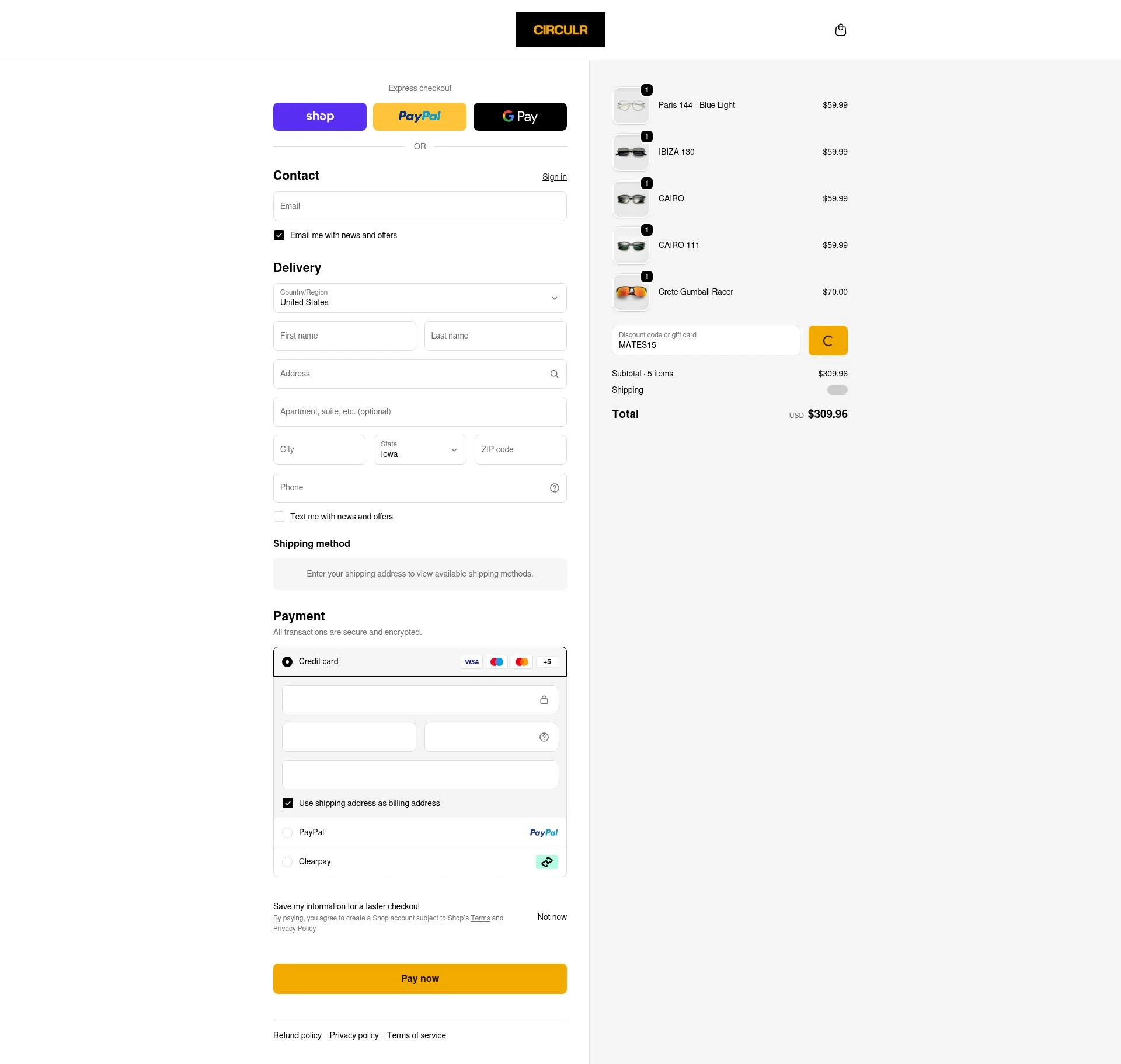 Circulr checkout page showing Circulr discount code box | Screenshot taken by SimplyCodes community member on Feb 17, 2026