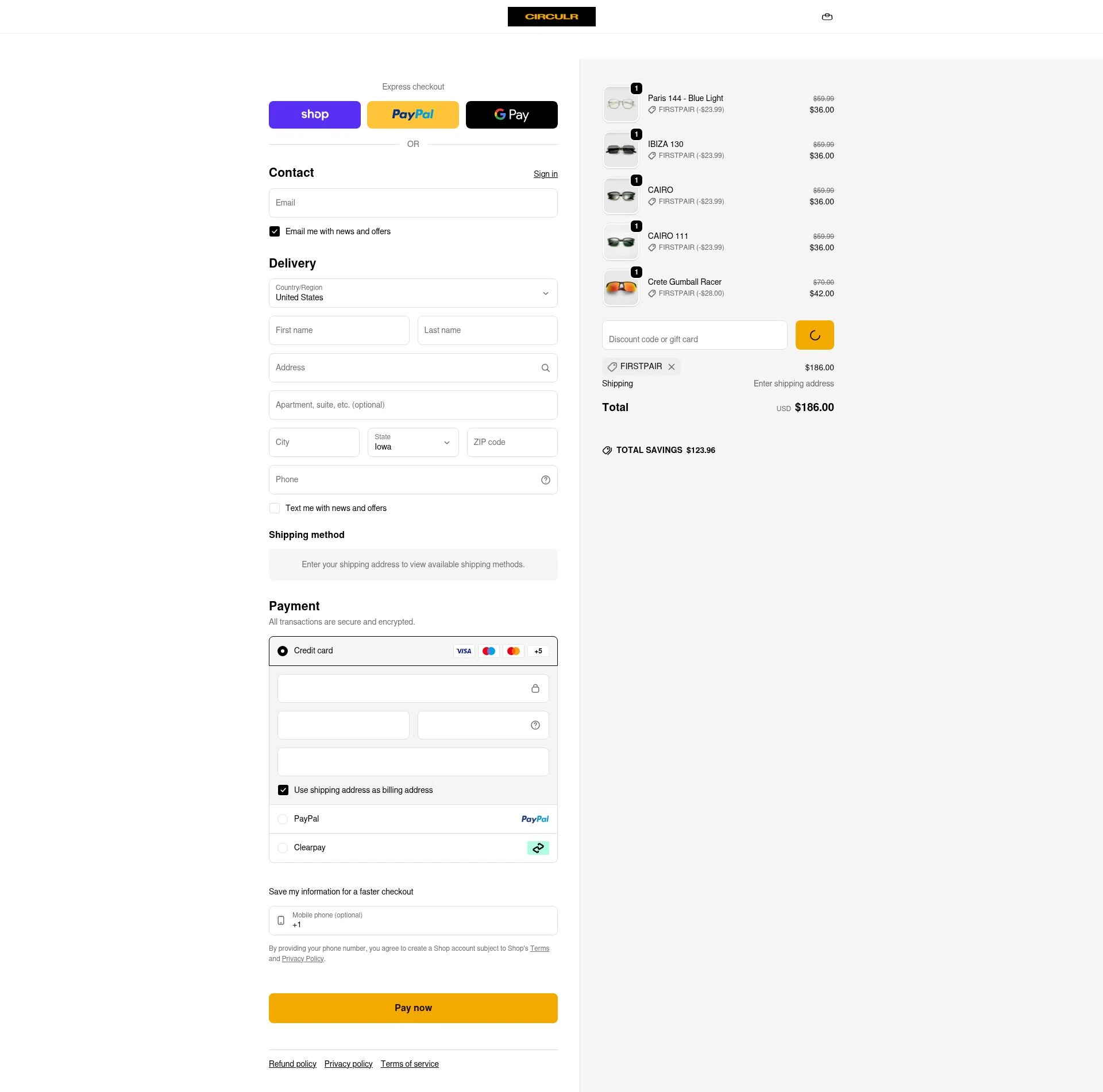 Circulr checkout page showing Circulr discount code box | Screenshot taken by SimplyCodes community member on Feb 13, 2026