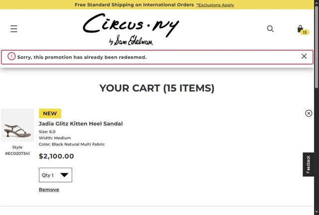 Circus NY checkout page showing Circus NY promo code box | Screenshot taken by SimplyCodes community member on Jul 23, 2025