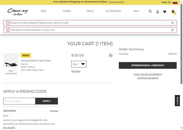 Circus NY checkout page showing Circus NY promo code box | Screenshot taken by SimplyCodes community member on Jun 5, 2025