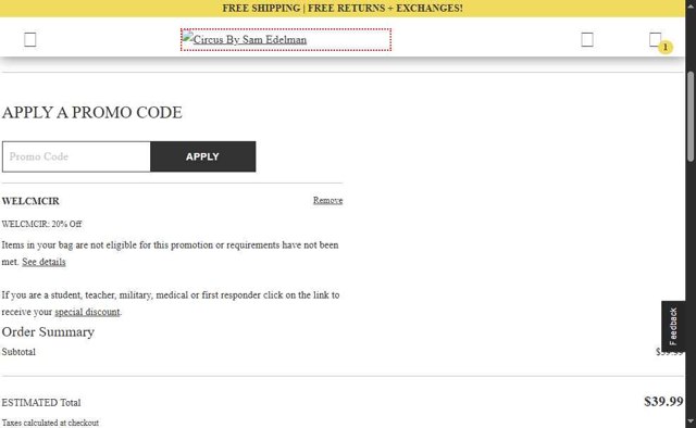 Circus NY checkout page showing Circus NY promo code box | Screenshot taken by SimplyCodes community member on Jun 25, 2025