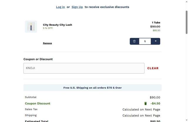 City Beauty checkout page showing City Beauty coupon code box | Screenshot taken by SimplyCodes community member on Apr 30, 2025
