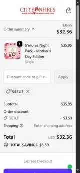GETLIT coupon verification screenshot