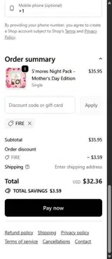FIRE coupon verification screenshot