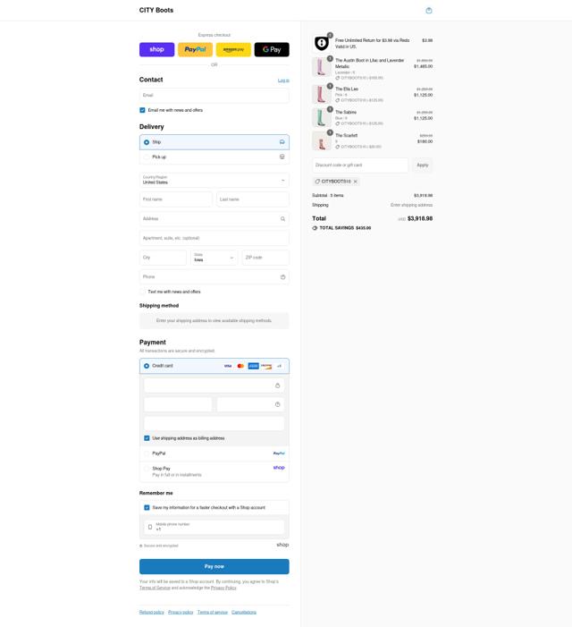 City Boots checkout page showing City Boots promo code box | Screenshot taken by SimplyCodes community member on Aug 30, 2025