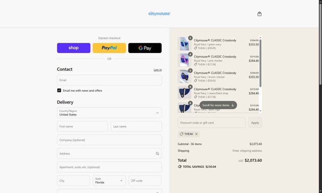 citymouse checkout page showing citymouse discount code box | Screenshot taken by SimplyCodes community member on Sep 3, 2025