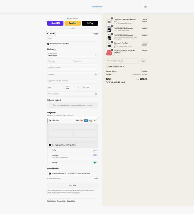 citymouse checkout page showing citymouse discount code box | Screenshot taken by SimplyCodes community member on Aug 23, 2025