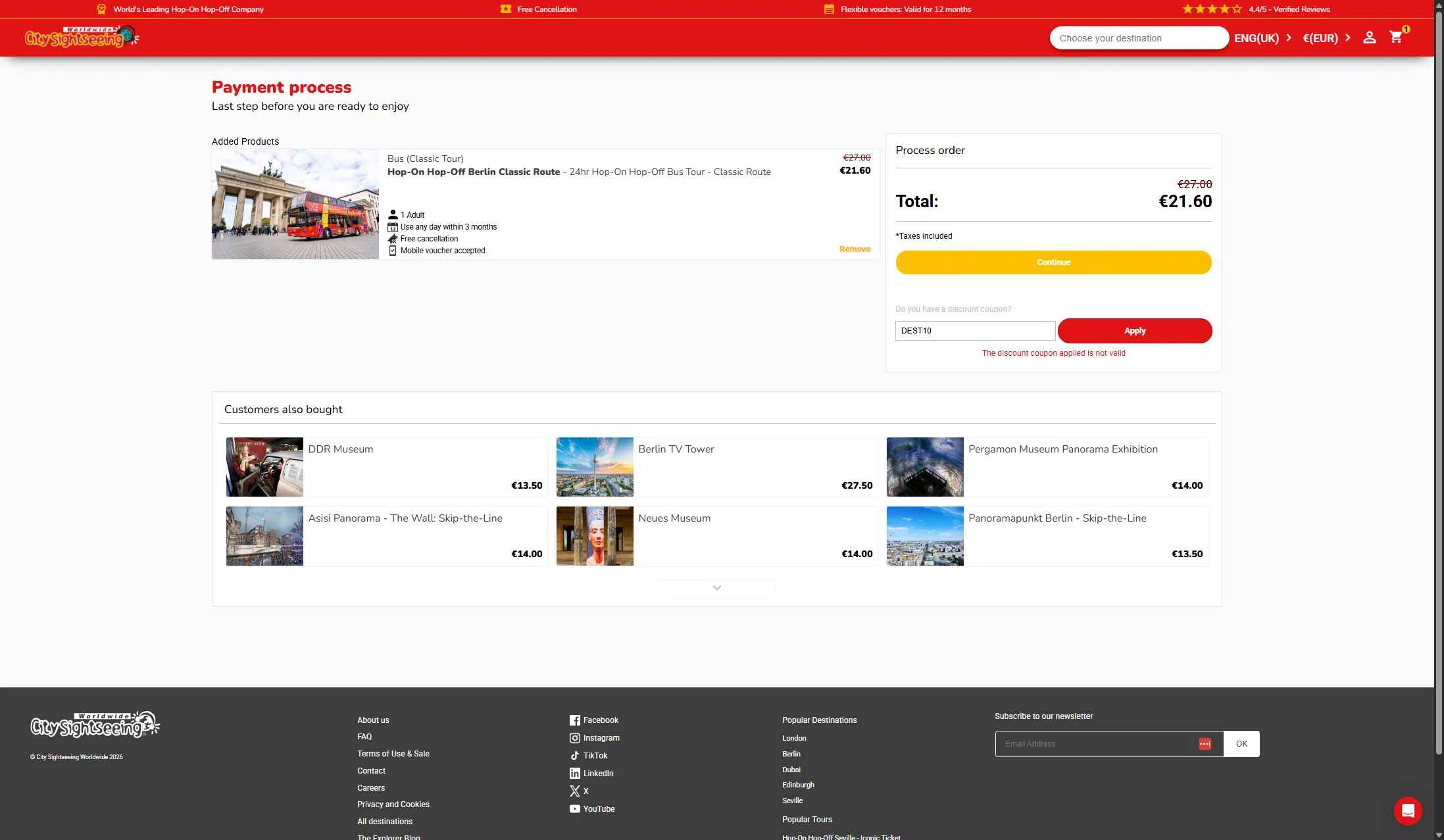 Verification screenshot for 28% Off Hop-on Hop-off Berlin at City Sightseeing - 5mo ago