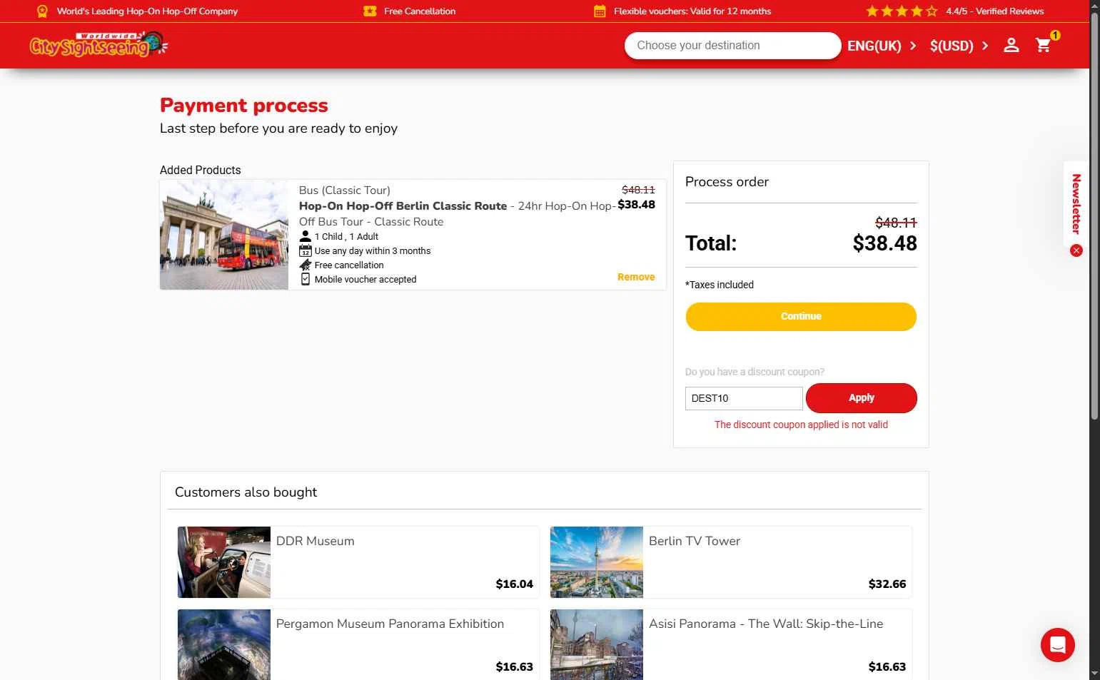 Verification screenshot for 28% Off Hop-on Hop-off Berlin at City Sightseeing - 5mo ago