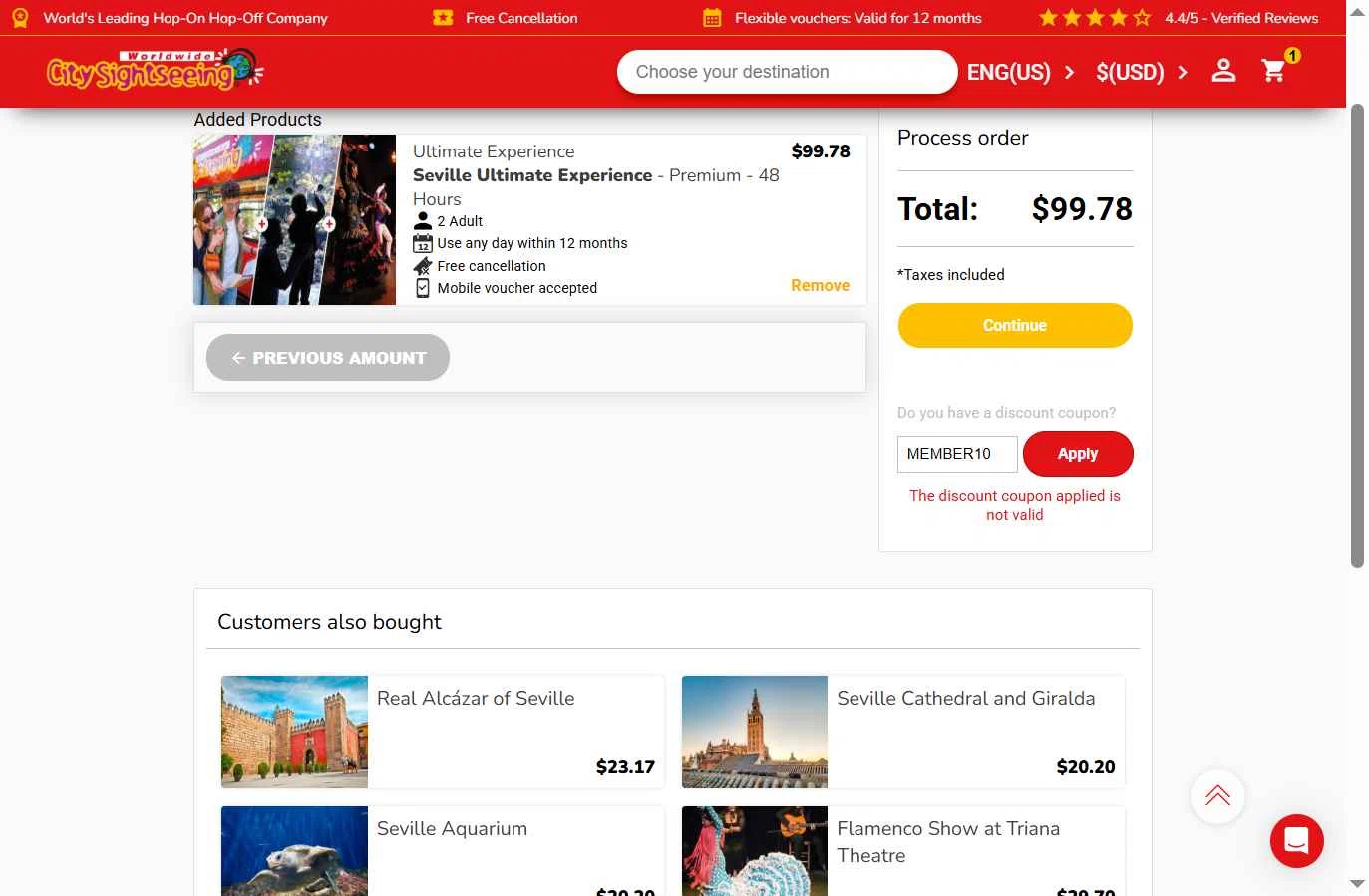 Verification screenshot for 10% Off Storewide at City Sightseeing - 10mo ago