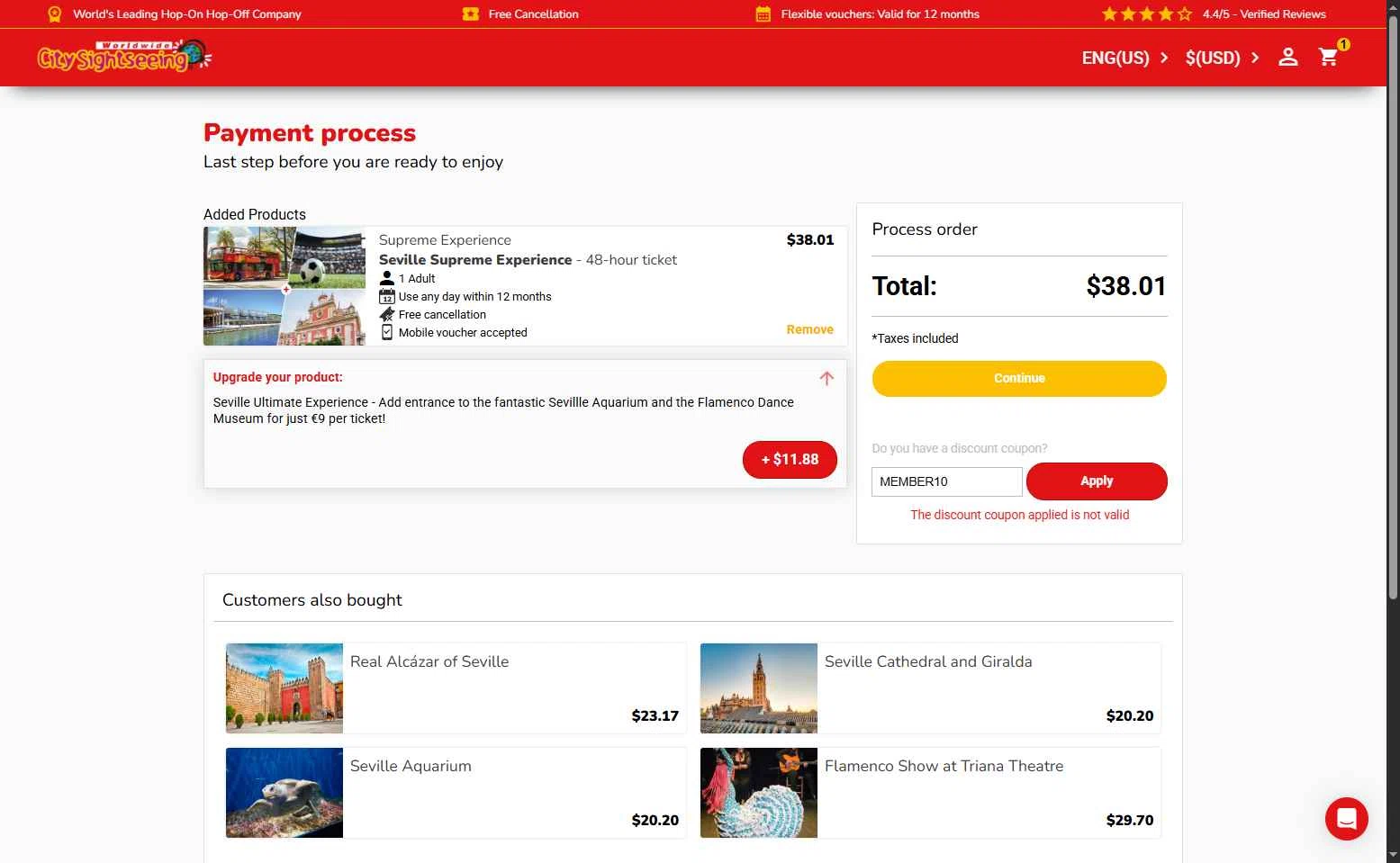 Verification screenshot for 10% Off Storewide at City Sightseeing - 10mo ago
