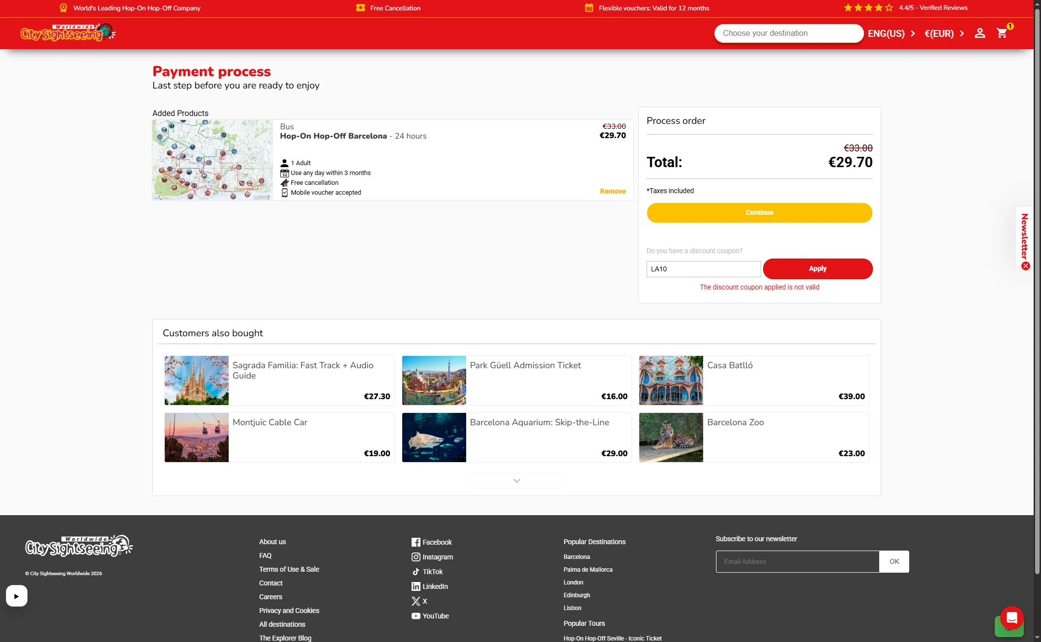 Verification screenshot for 10% Off Los Angeles at City Sightseeing - 6d ago