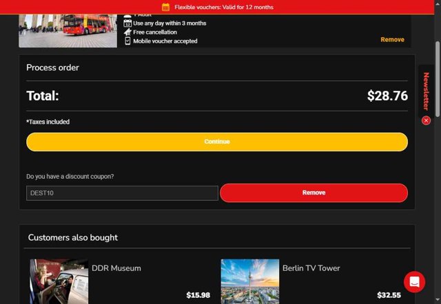City Sightseeing checkout page showing City Sightseeing coupon code box | Screenshot taken by SimplyCodes community member on Jul 16, 2025