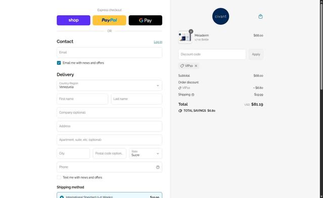 Civant checkout page showing Civant discount code box | Screenshot taken by SimplyCodes community member on Sep 5, 2025