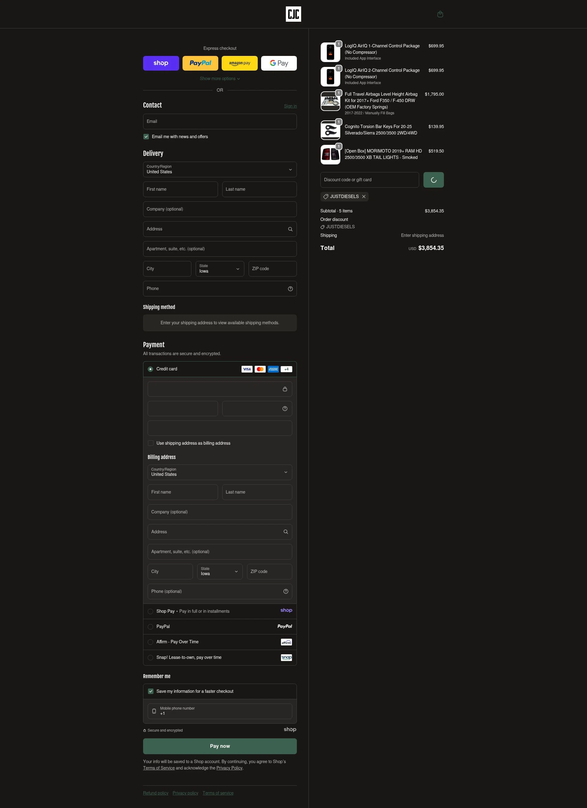 CJC Off Road checkout page showing CJC Off Road discount code box | Screenshot taken by SimplyCodes community member on Jan 16, 2026