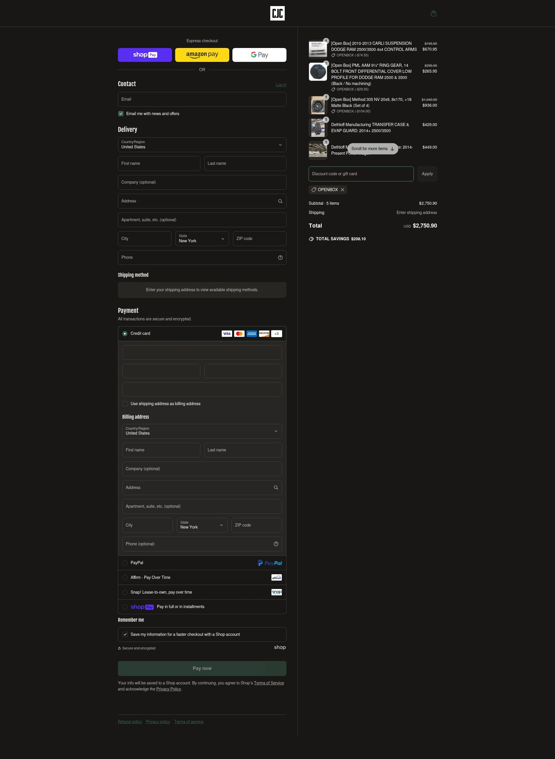 CJC Off Road checkout page showing CJC Off Road discount code box | Screenshot taken by SimplyCodes community member on May 28, 2025