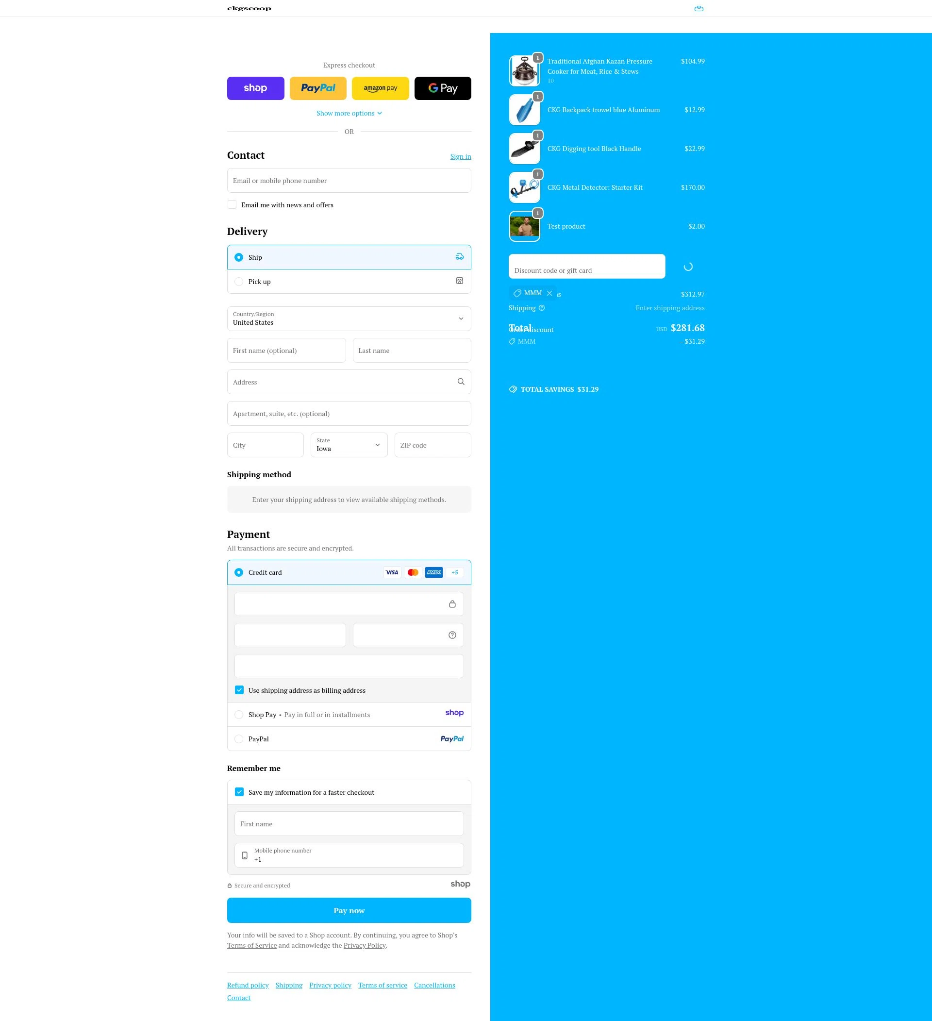 CKG Scoop checkout page showing CKG Scoop promo code box | Screenshot taken by SimplyCodes community member on Jan 3, 2026