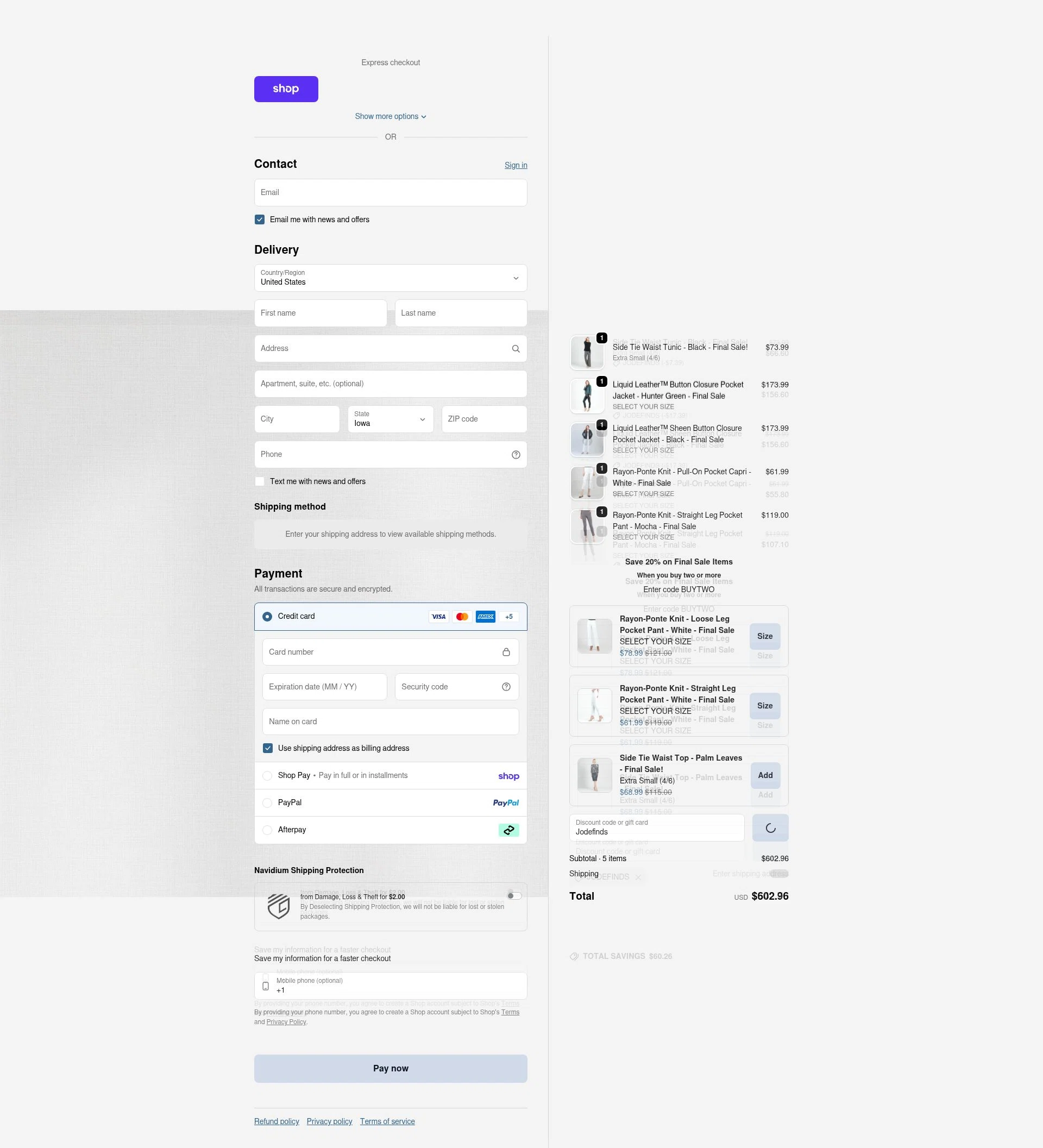 Clara Sunwoo checkout page showing Clara Sunwoo discount code box | Screenshot taken by SimplyCodes community member on Feb 17, 2026
